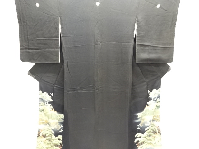 アンティーク　錦紗屋敷に鶴・松模様刺繍留袖